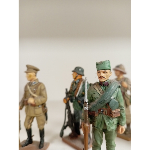 620 - Ten die cast delprado lead soldier figures with magazines includes Corporal, Trooper, warrant office... 