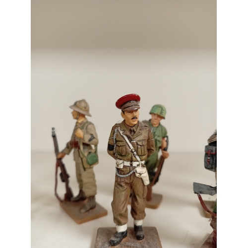 620 - Ten die cast delprado lead soldier figures with magazines includes Corporal, Trooper, warrant office... 