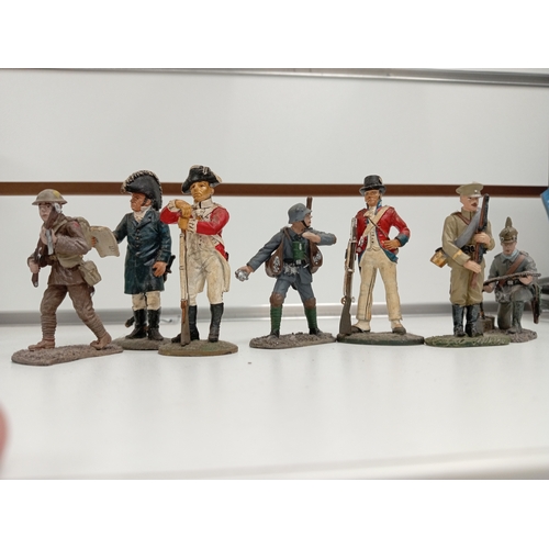 625 - Seven die cast delprado lead soldier figures includes pioneer stuurm bataillon, Duke of Wellington, ... 