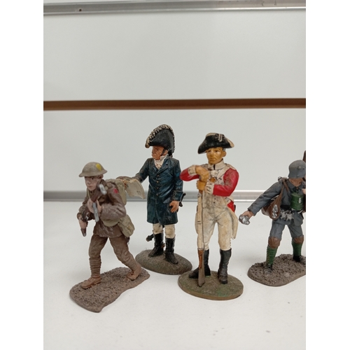 625 - Seven die cast delprado lead soldier figures includes pioneer stuurm bataillon, Duke of Wellington, ... 