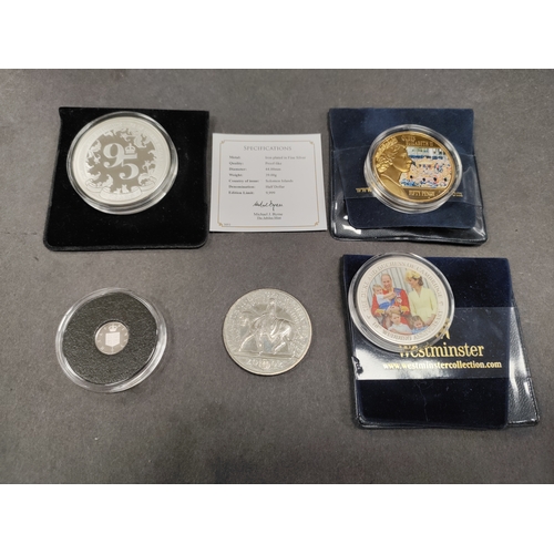 758 - A job lot of slabbed commemorative coins to include silver. Coins include 95 years of queen Elizabet... 