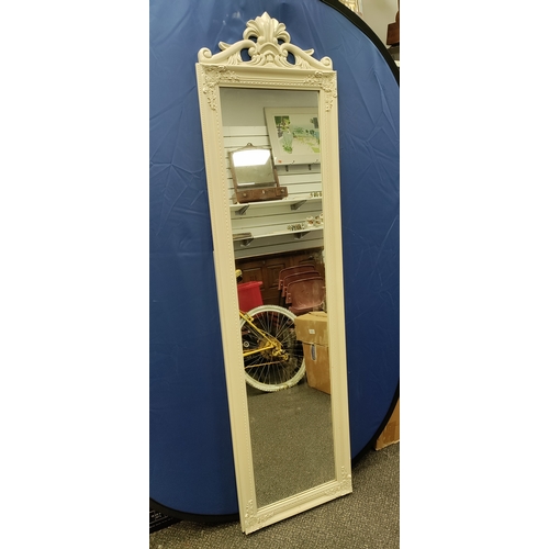 635 - Free standing white mirror. H 169cm x W 45cm.