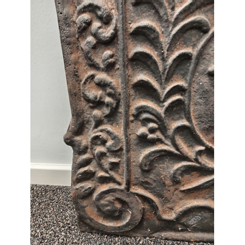 643 - Antique French coat of arms cast iron fire back Extra thick and very heavy. With the crown and Fleur... 