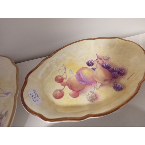 645 - Three fallen fruit scene dishes hand painted by Charford China