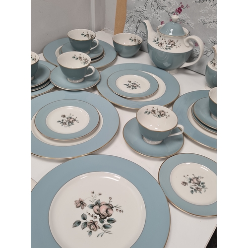 473 - Royal Doulton China 27 Piece Tea Set Rose Elegans T.C 1010. To include: 5 dinner plates; 1 salad pla... 