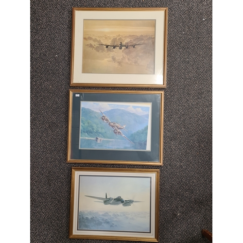 475 - Collection of 3 glass framed aviation prints of WW2 warplanes to include two by Coulson and one by T... 