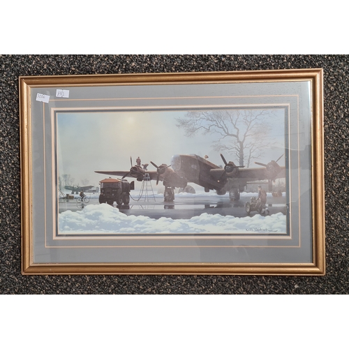 477 - Glass Framed WW2 Aviation War plane print by Keith Woodcock. 