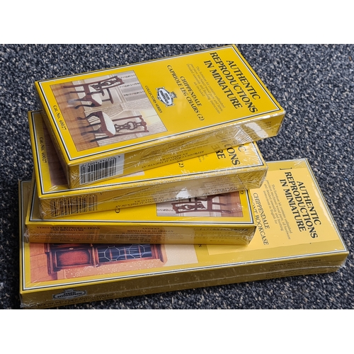 483 - 4 Miniature Chippingdale wooden Dolls House Kits, Authentic Furniture to include Breakfront Bookcase... 