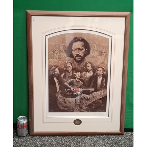 488 - Large Glass Framed Limited Edition Eric Clapton Print 