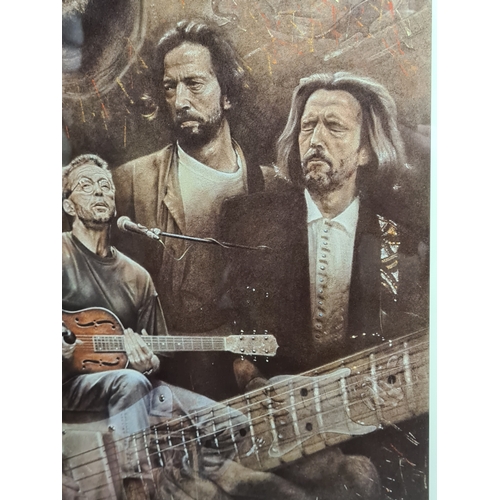 488 - Large Glass Framed Limited Edition Eric Clapton Print 