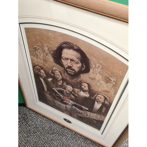 488 - Large Glass Framed Limited Edition Eric Clapton Print 