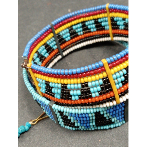 493 - African handmade beaded necklace and bracelet.