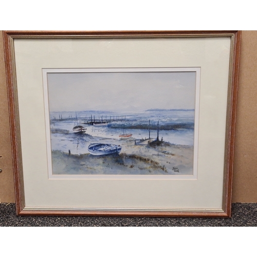 496 - Glass framed original watercolour of coastline 'Molston (Moyston) Winter' By John Tuck, measures H44... 