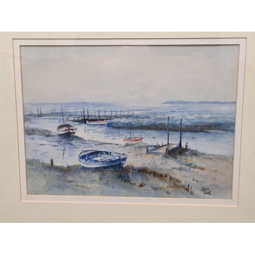 496 - Glass framed original watercolour of coastline 'Molston (Moyston) Winter' By John Tuck, measures H44... 