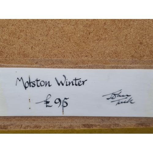 496 - Glass framed original watercolour of coastline 'Molston (Moyston) Winter' By John Tuck, measures H44... 