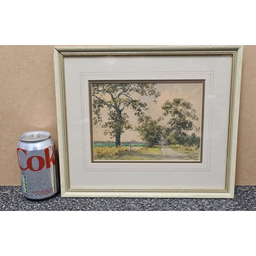 498 - Glass framed original watercolour painting 'Bintree Norfolk' by M.O. Kemp S.B.A. 1964, measures H27c... 