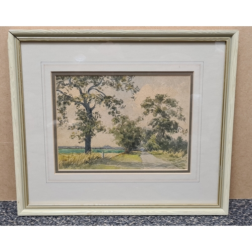 498 - Glass framed original watercolour painting 'Bintree Norfolk' by M.O. Kemp S.B.A. 1964, measures H27c... 