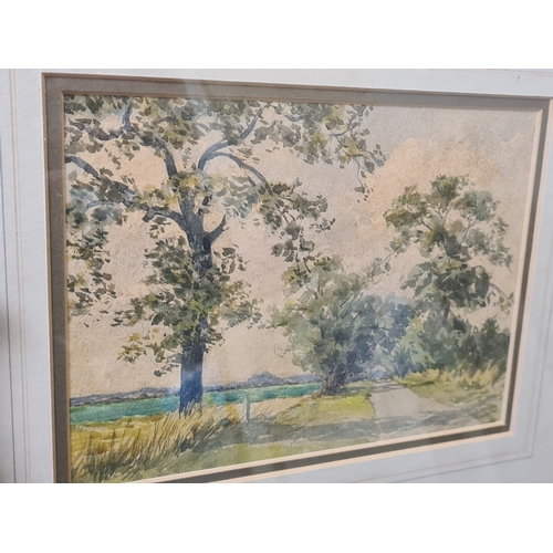 498 - Glass framed original watercolour painting 'Bintree Norfolk' by M.O. Kemp S.B.A. 1964, measures H27c... 