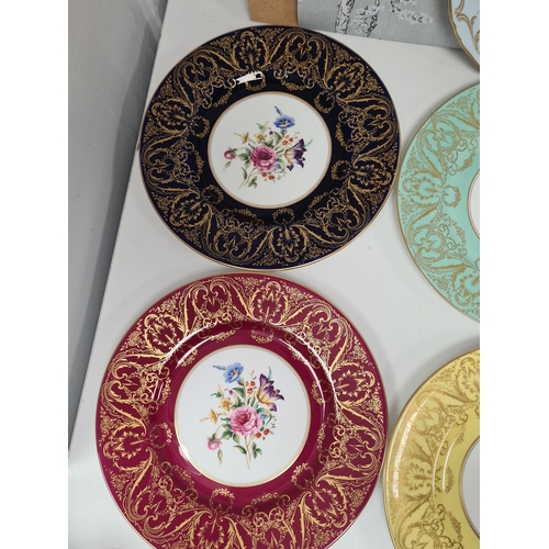 507 - Set of 6 large decorative Royal Worcester Fine Bone China Plates with floral design and different co... 