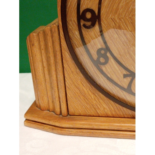 520 - Vintage Metamec electric Art Deco style wooden clock H 21cm x W 30cm.