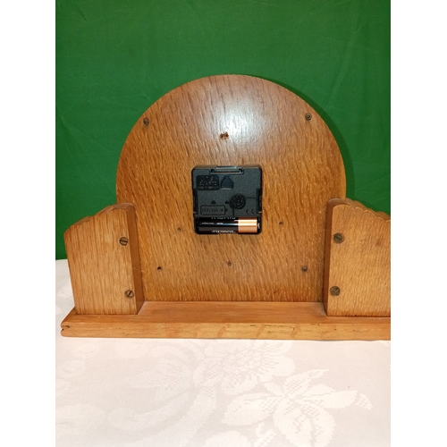 520 - Vintage Metamec electric Art Deco style wooden clock H 21cm x W 30cm.