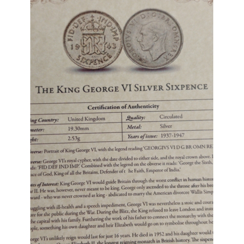 734 - London mint, The King George VI silver proof sixpence weight 2.53 grams with certificate.