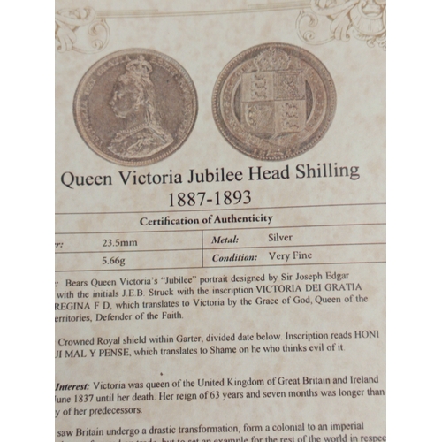 735 - London mint, Queen Victoria Jubilee head silver proof shilling coin 1887-1893. Weight 5.66 grams wit... 