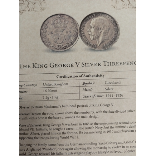 737 - The King George V silver proof threepence. Weight 1.5 grams - 1.7 grams with certificate.