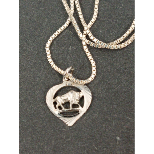 718 - Three 925 silver chains with 925 silver pendants includes modernist single stone pendant, Taurus zod... 