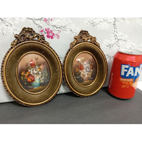 502 - Two hand painted miniatures in period frames. Both measure H 16cm x W 12cm.