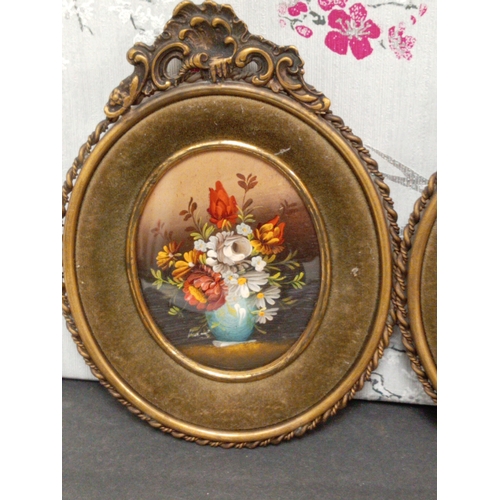 502 - Two hand painted miniatures in period frames. Both measure H 16cm x W 12cm.