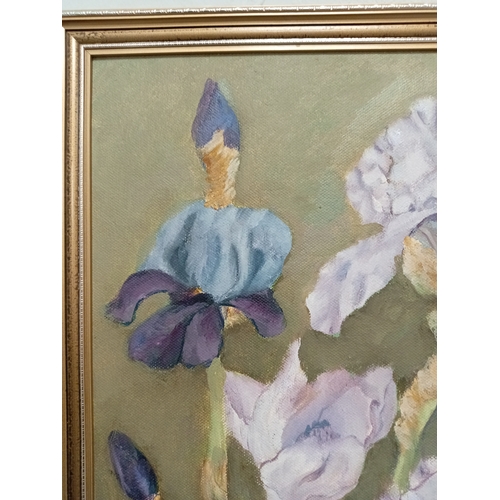 510 - Framed decorative signed oil painting. H 66cm x W 55cm.