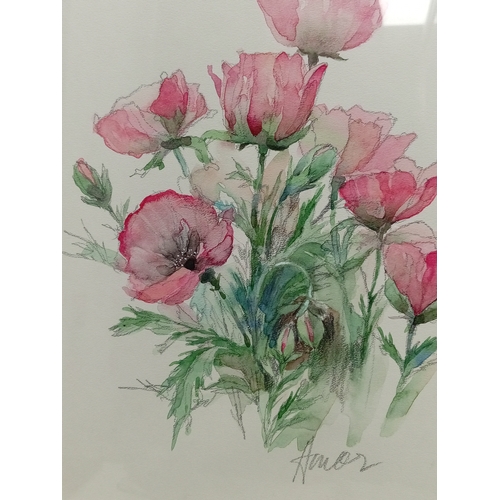 511 - Vintage, framed standing poppies signed and titled watercolour by Sidney Homer (RBSA) Royal Birmingh... 