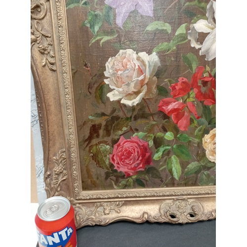 512 - Circa 1880, oil on canvas study of summer flowers. English school. H 90cm x W 58cm. Comes with purch... 