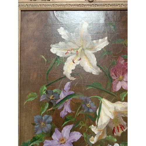 512 - Circa 1880, oil on canvas study of summer flowers. English school. H 90cm x W 58cm. Comes with purch... 