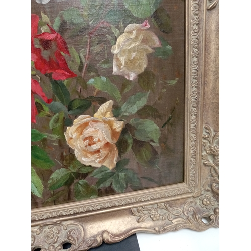 512 - Circa 1880, oil on canvas study of summer flowers. English school. H 90cm x W 58cm. Comes with purch... 