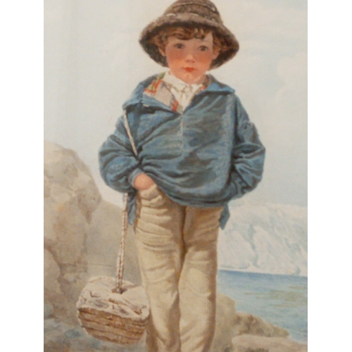 522 - Fisher boy print by Alfred Tripp at the Victoria & Albert Museum. H 59cm x W 49cm.