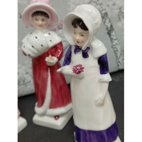 454 - Four Royal Doulton 1970's Kate Greenaway collection lady figures. Collection consists of Ruth, Anna,... 