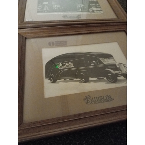 529 - Set of three black and white Burton Tailor's advertising prints in Oak frames, two measure H31cm x W... 