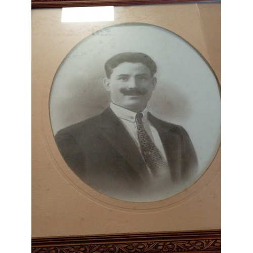 534 - Antique French photograph in a carved wooden frame. H 56cm x W 46cm.