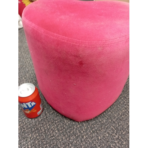 491 - Small pink heart shaped footstool H 29cm x W 39cm.