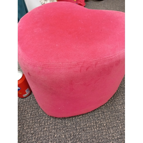 491 - Small pink heart shaped footstool H 29cm x W 39cm.