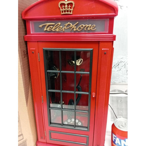 492 - Boxed vintage replica 1930's phone box design telephone. H 44cm x W 21cm.