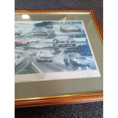 536 - Framed print 'Eight of the Best' Jack Sear's career highlights 1950-1965 by Andrew Kitson. H 56cm x ... 