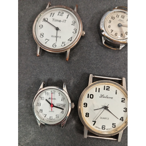 668 - Job lot of vintage watches without straps. Includes Siro, Rotary, Timex, Lacarre, Ravel etc.