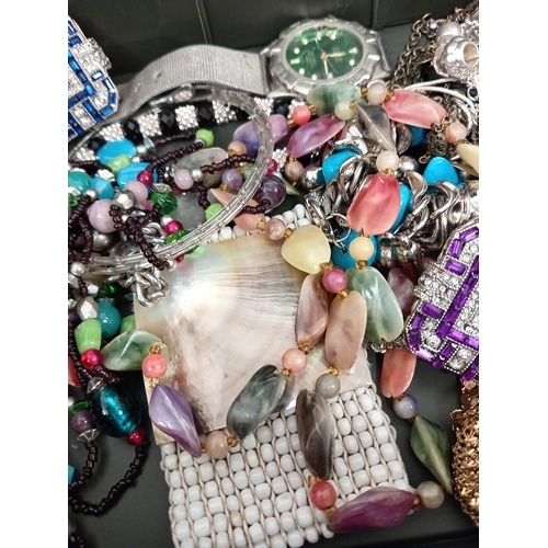 674 - Job lot of vintage costume jewellery includes rings, necklaces, bracelets and a mens Adidas watch A/... 