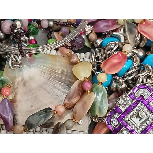 674 - Job lot of vintage costume jewellery includes rings, necklaces, bracelets and a mens Adidas watch A/... 