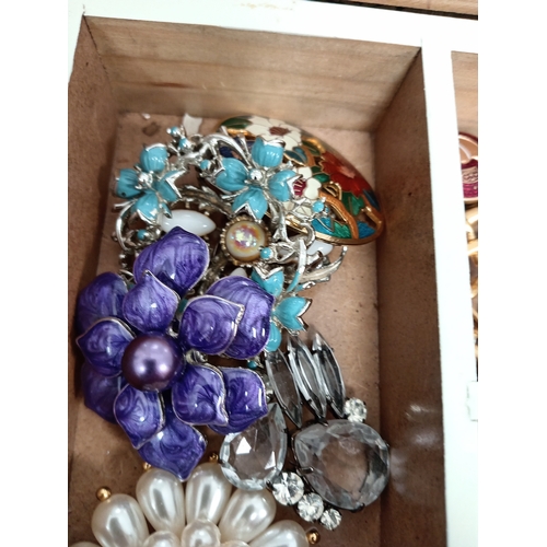 684 - Display case of  vintage costume brooches.