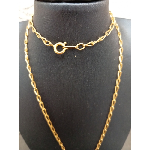 698 - Rolled gold Cross pendant on a 18k plated chain L 50cm.