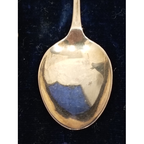 700 - Hallmarked Birmingham Silver 1905-1906 teaspoons in velvet lined spoon case. Weight 34.48 grams.